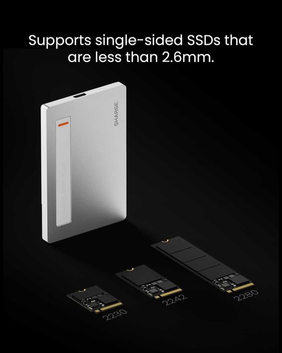 Ултра тънка кутия за M.2 NVMe SSD - Sharge Disk Plus 10Gbps Алуминиева