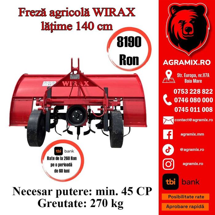 Freza agricola latime 140cm Agramix Wirax