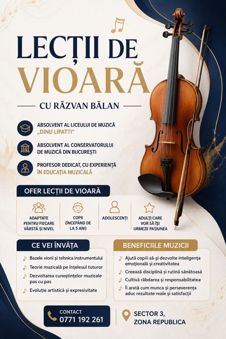 Lectii / meditatii vioară incepatori si avansati