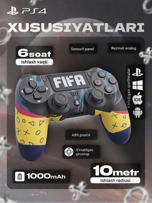 Dualshock PlayStation 4 controlleri, joystick. Quvvatlagichi bilan