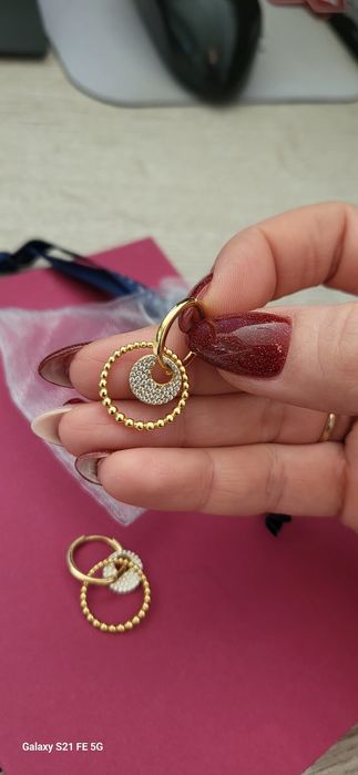 Уникални обици сребро с 18карата позлата