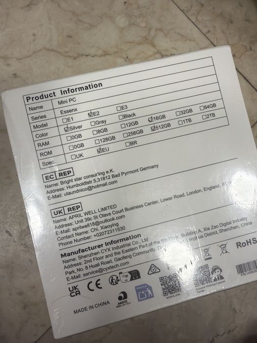Mini pc essenx series e2 16gb 512gb nou sigilat
