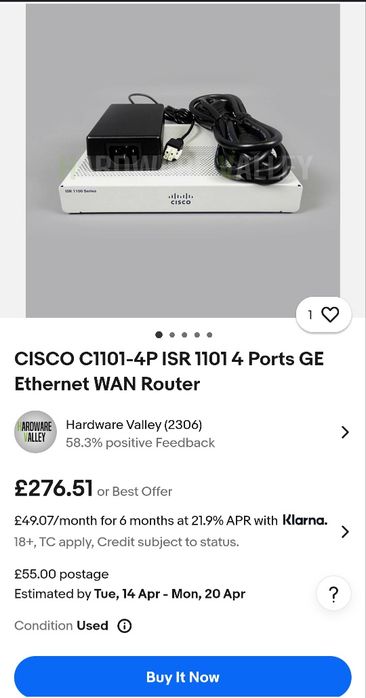 Router CISCO C1101-4P ISR 1100 4 Ports GE Ethernet WAN