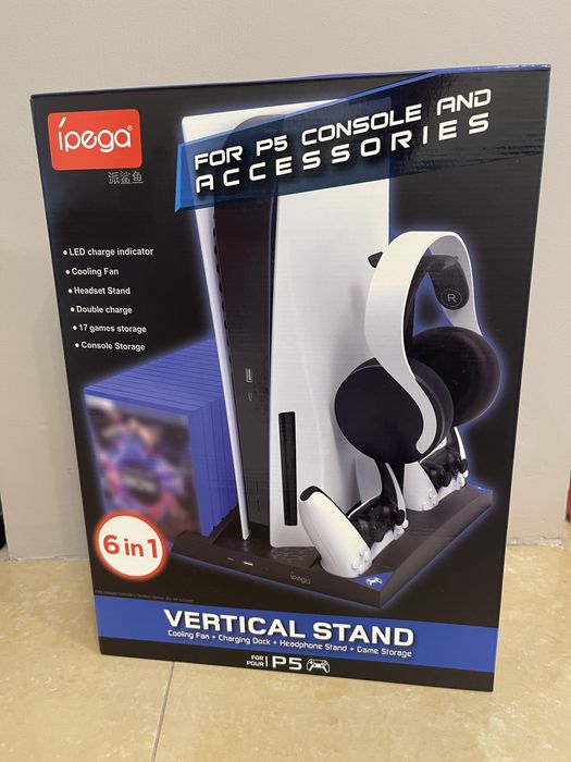 iPega PG-P5013B Мултифункционална стойка за PS5 и аксесоари, черен