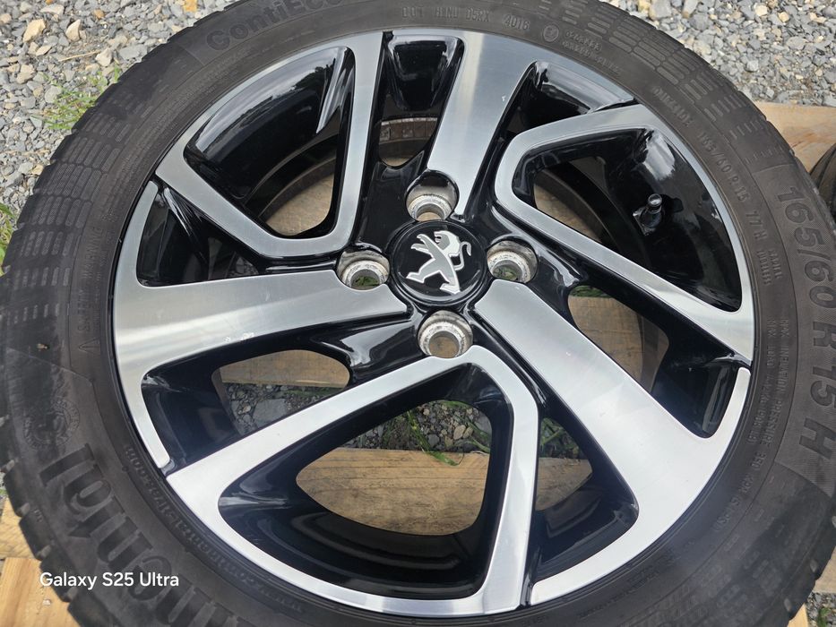 Лети джанти 15ки 4х100 Peugeot, Toyota + летни гуми 165/60/15 Continental