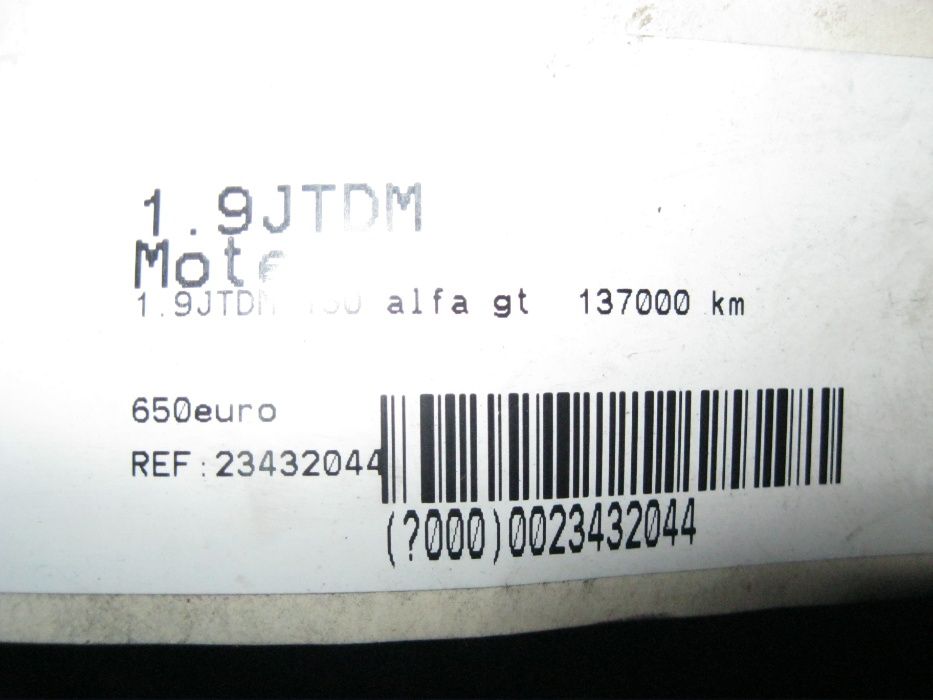Motor Alfa Romeo-GT 1,9JTDM*Z19DTH*150CpCuAnexe*TurbinaJOS*137000km CompatibilOPEL*Z19DTH*150Cp*FaraTurbina*ImportFranta