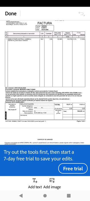 Vând pompă ambreiaj MCV-VAN