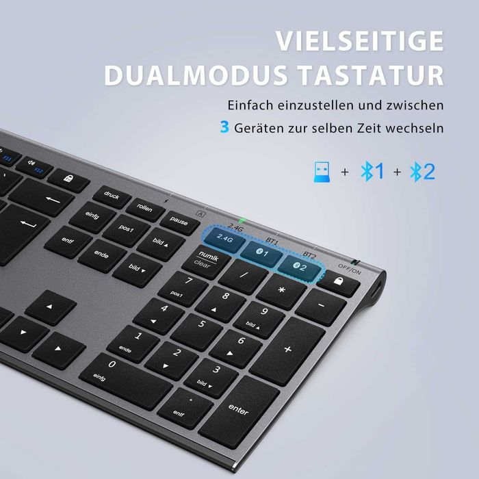 Set Tastatură și Mouse Wireless Reîncărcabil Mod Dual