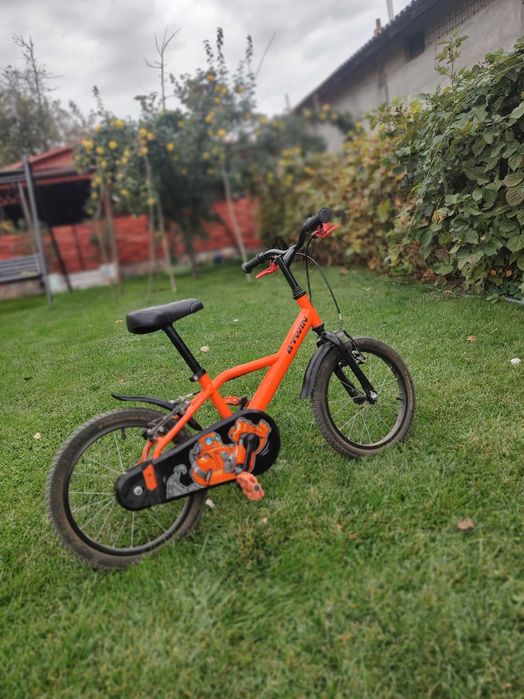Bicicleta copii B'TWIN 16 inch (4-6 ani portocalie)