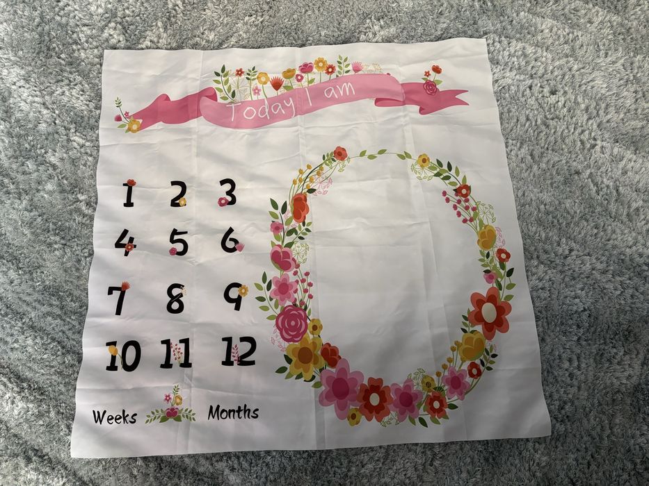 Платно килимче за снимки на бебе 1-12месеца