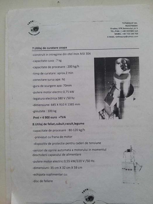 Utilaje  Procesare Legume/Fructe - Inox - Maurer/Fillogy - Ca Noi