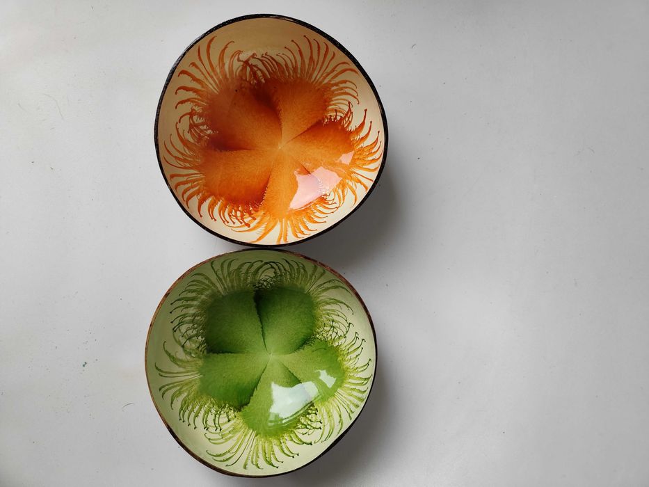 Кокосови ръчно рисувани купи за ключове,плодове,декорация