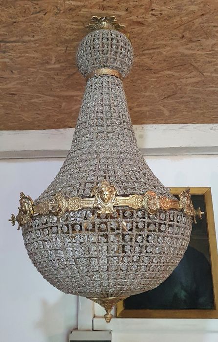 Candelabru Bronz / Cristal *** vintage / antic / vechi / retro ***