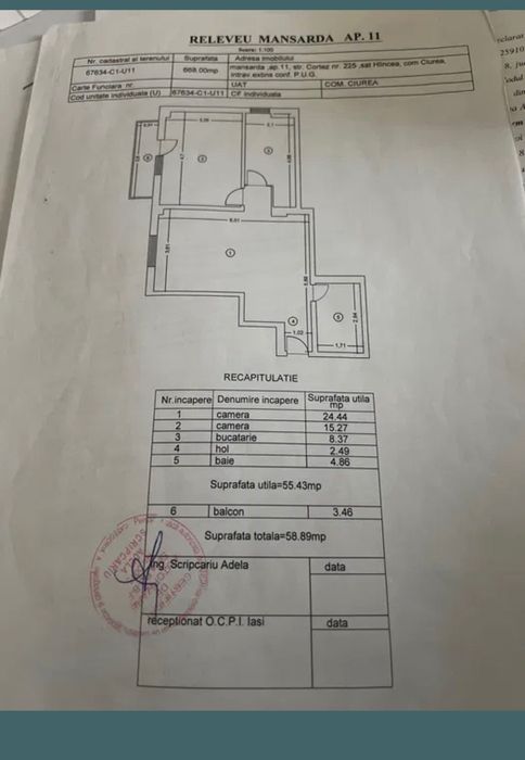 PF apartament 2 camere SD + mansardã