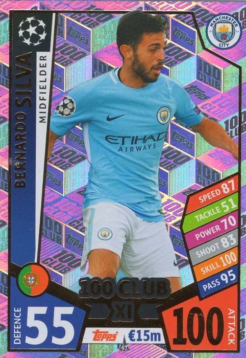 Футболна карта Бернардо Силва 100 Club 2017/18