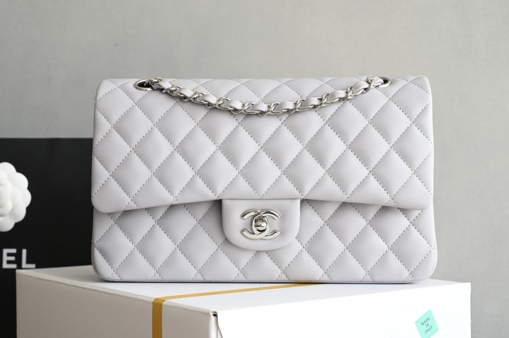 Geanta Chanel classic 25cm, platinum, tip Premium