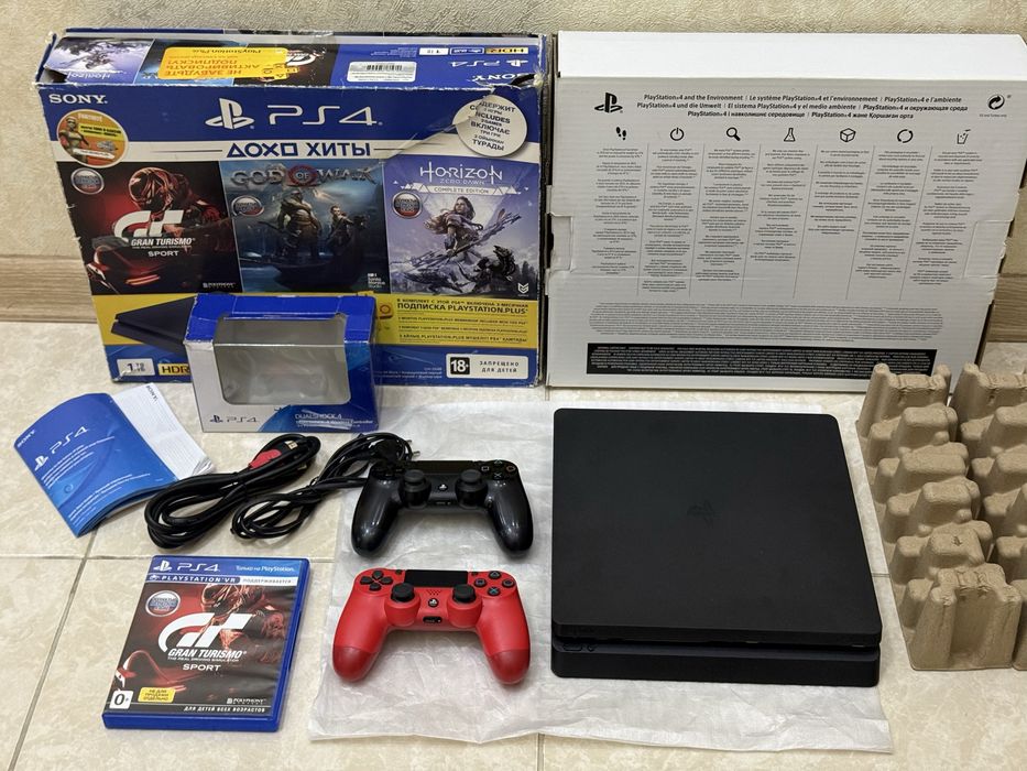 Sony PlayStation 4 Slim 1TB 2 джойстика Gran Turismo Почти Новый Пс4