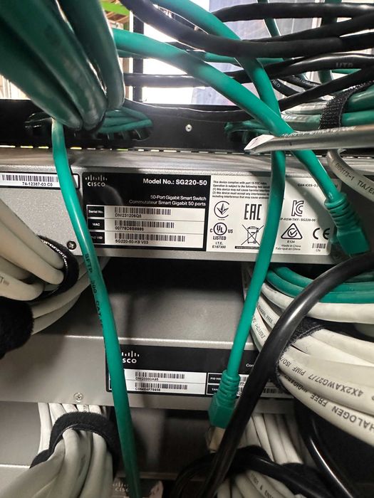 Професионален 42U 19" комуникационен шкаф Lande + 6 Cisco SG220-50