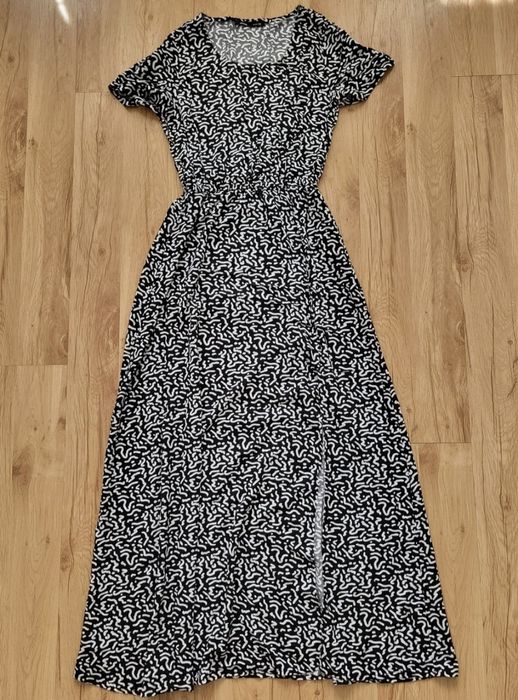 Rochie maxi cu imprimeu alb-negru