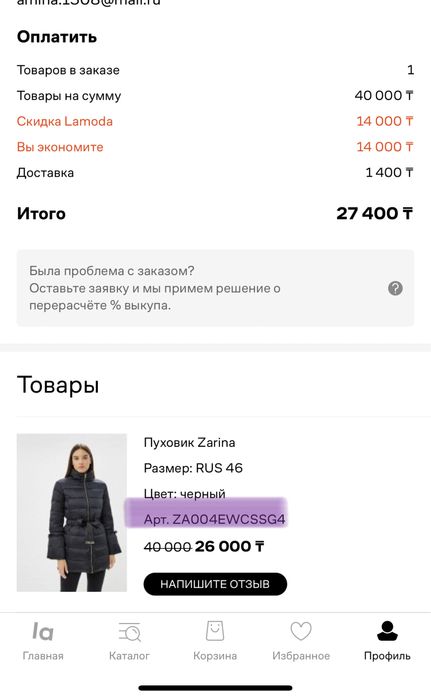 Пуховик зимний