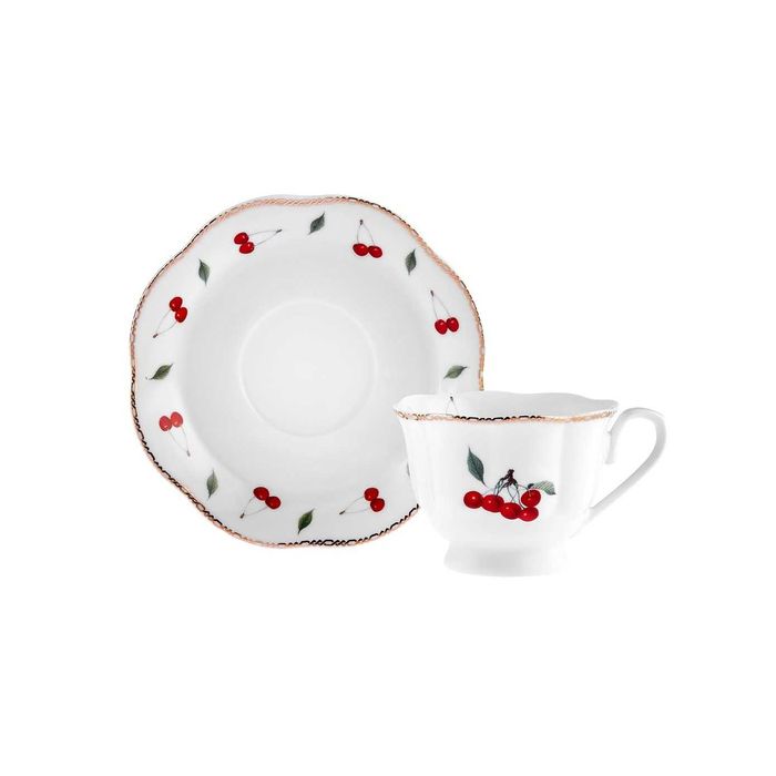 РЕТРО Комплект 6 чаши за кафе KARACA (Караджа), ПОРЦЕЛАНОВИ, 80 мл