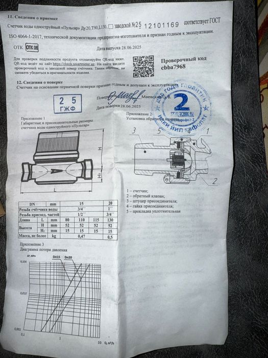 Счетчик горячей холодной воды новый!