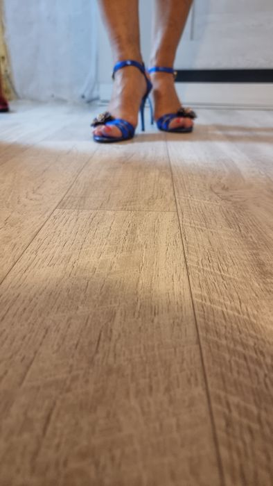 Босоножки синий металик