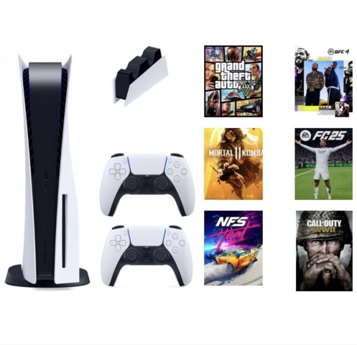 Ps 5 с двумя ориг джойстиками и зарядной станцией
