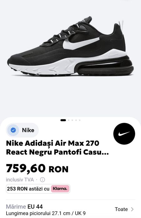 Nike airmax react 270 mărimea 44 /28 cm