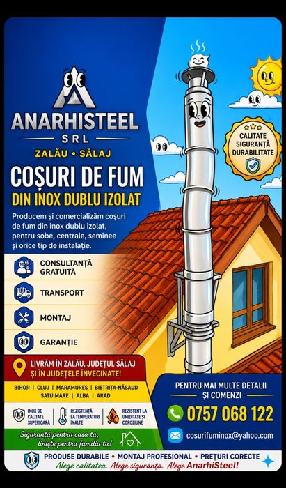 Coșuri pentru fum din inox dublu izolate