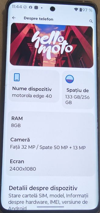 Vând Motorola edge 40 cu ecran curbat, amprenta display, fast charge