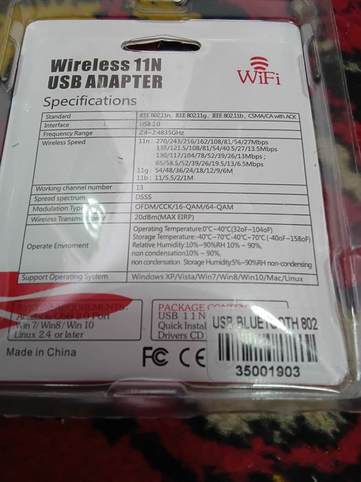 Адаптер приёмник вайфай usb wifi с диском