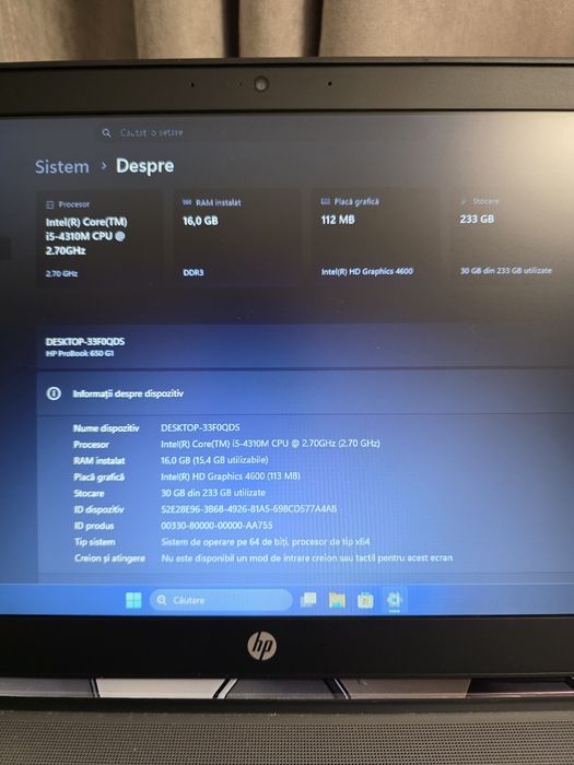 Laptop HP ProBook 650 G1 – i5, 16GB RAM, SSD Samsung 250GB