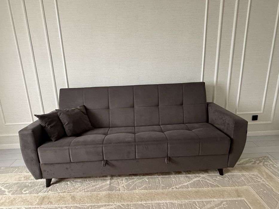 Раскладной диван, тёмно-серый