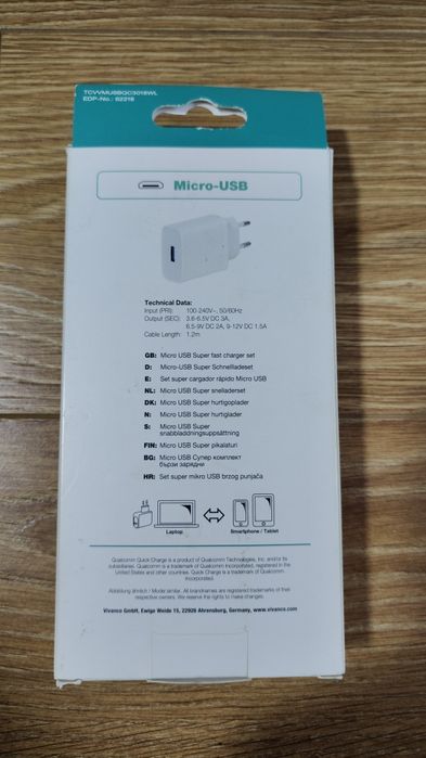 Încărcător smartphone  Quick Charge 3.0. 18W