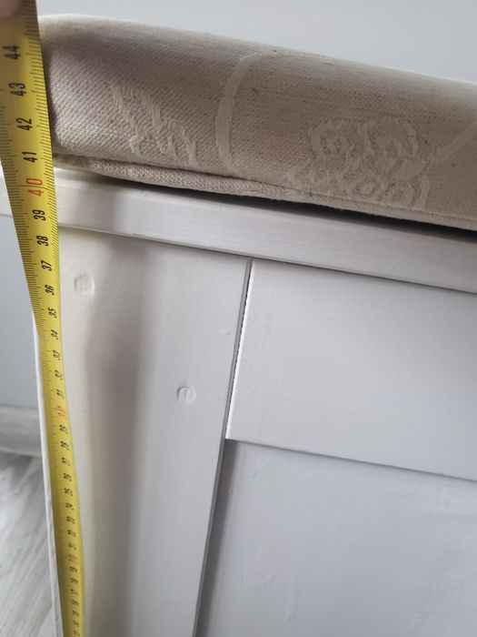 Bancă depozitare IKEA  din lemn cu pernă șezut – Alb