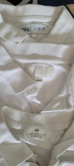 Tricouri polo albe baieti, 5 buc,   152 cm.