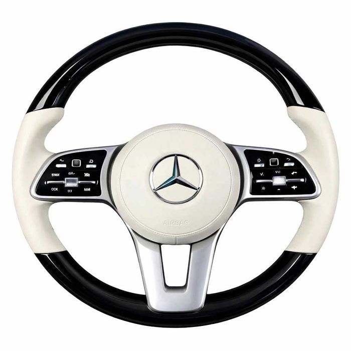 Mercedes спортен волан – Бежова кожа & Черен гланц (2018–2022)