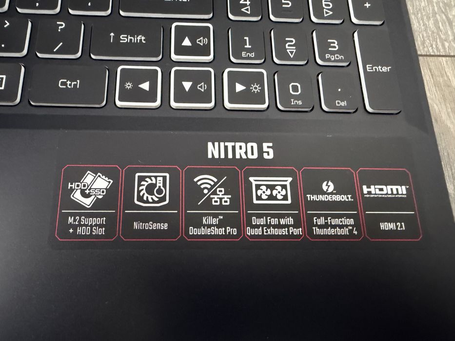 (За части) Лаптоп Gaming Acer Nitro 5 AN515-58, Intel® Core™ i7-12700H, 15.6" Full HD, 165Hz, 16GB, 1TB SSD, NVIDIA® GeForce® RTX™ 3060 6GB, черен