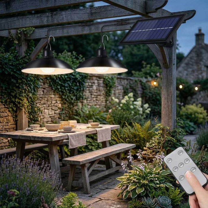 Двойни соларни LED лампи с дистанционно управление