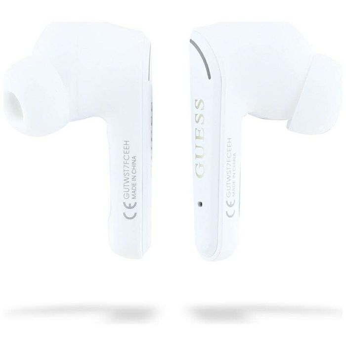 Guess Glossy Classic Logo In ear Bluetooth хендсфри Слушалки с Кутийка за Зареждане Бял