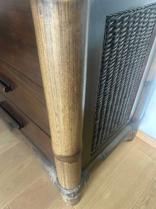 set dormitor bambus pat mare comoda si noptiere sibiu