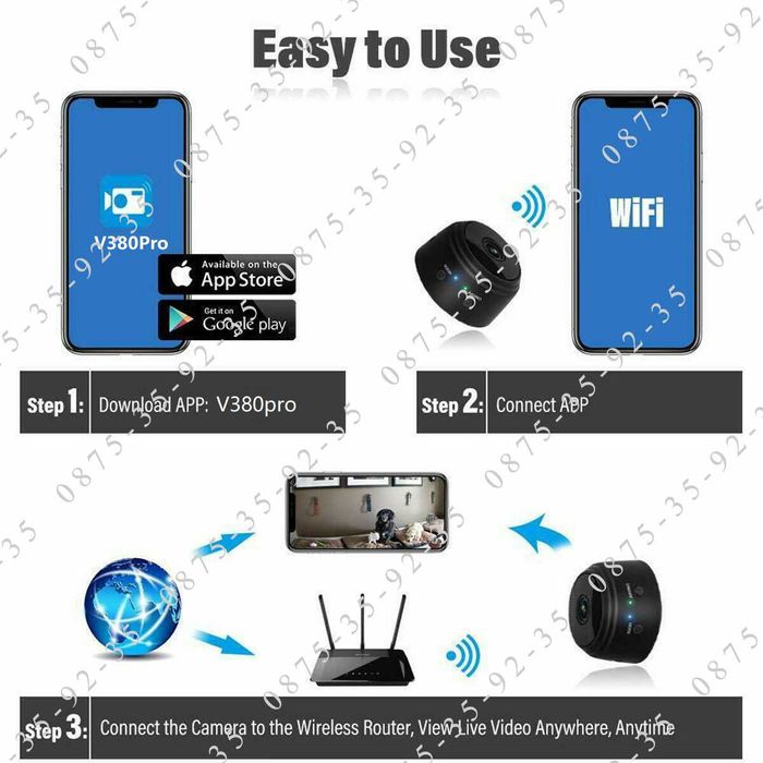 V380 Pro Мини WIFI IP скрита шпионска охранителна камера. mini Бебефон