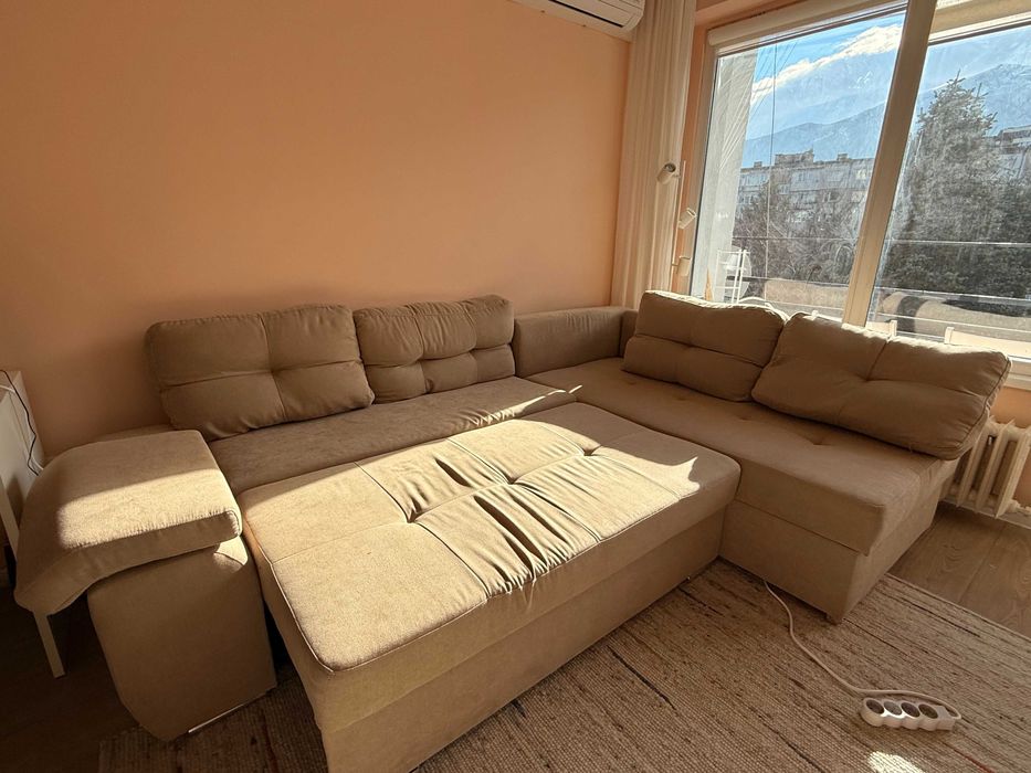 Разтегателен диван с 2 сандъка за съхранение