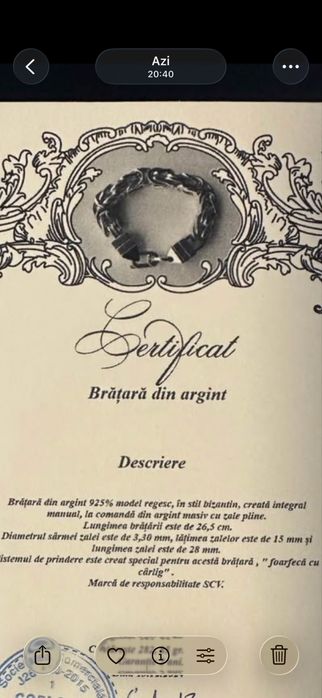 Bratara Argint 925 Bizantyn unicat 300g