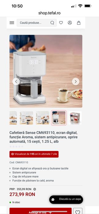 Cafetieră Tefal ecran digital funcție Aroma