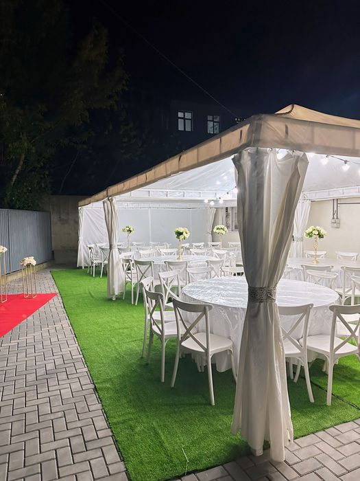 Аренда шатров, палатки, юрты, столы, стулья, посуда, газон