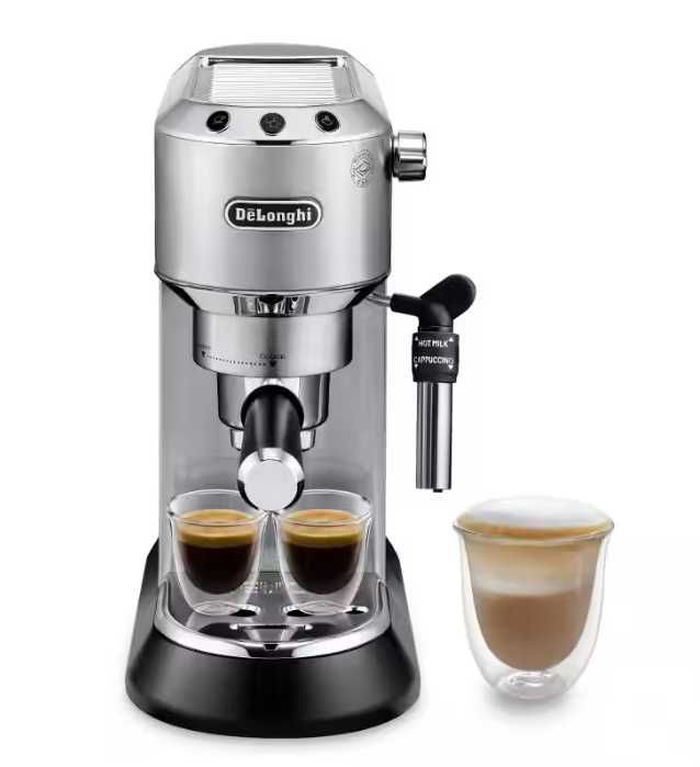 Espressor manual DELONGHI Dedica Style EC685.M, 1.1l, 1300W, 15 bar, sistem Cappuccino, argintiu-negru