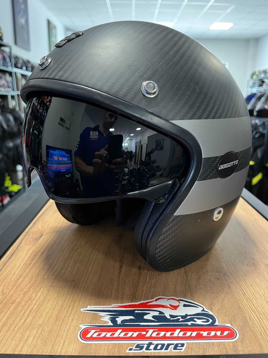 Чопър скутер мото каска BOGOTTO ZEUS Carbon ,М 57-58см, тегло 900гр.