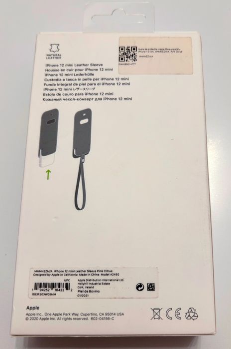 Husă Apple Leather Sleeve iPhone 12 Mini – Pink Citrus – Nouă/Full Box